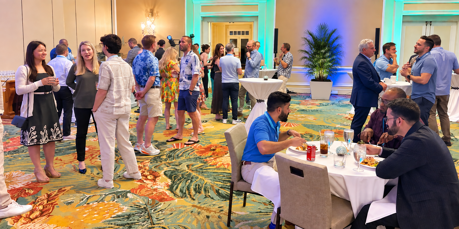 Healthcare professionals networking during an EHS symposium
